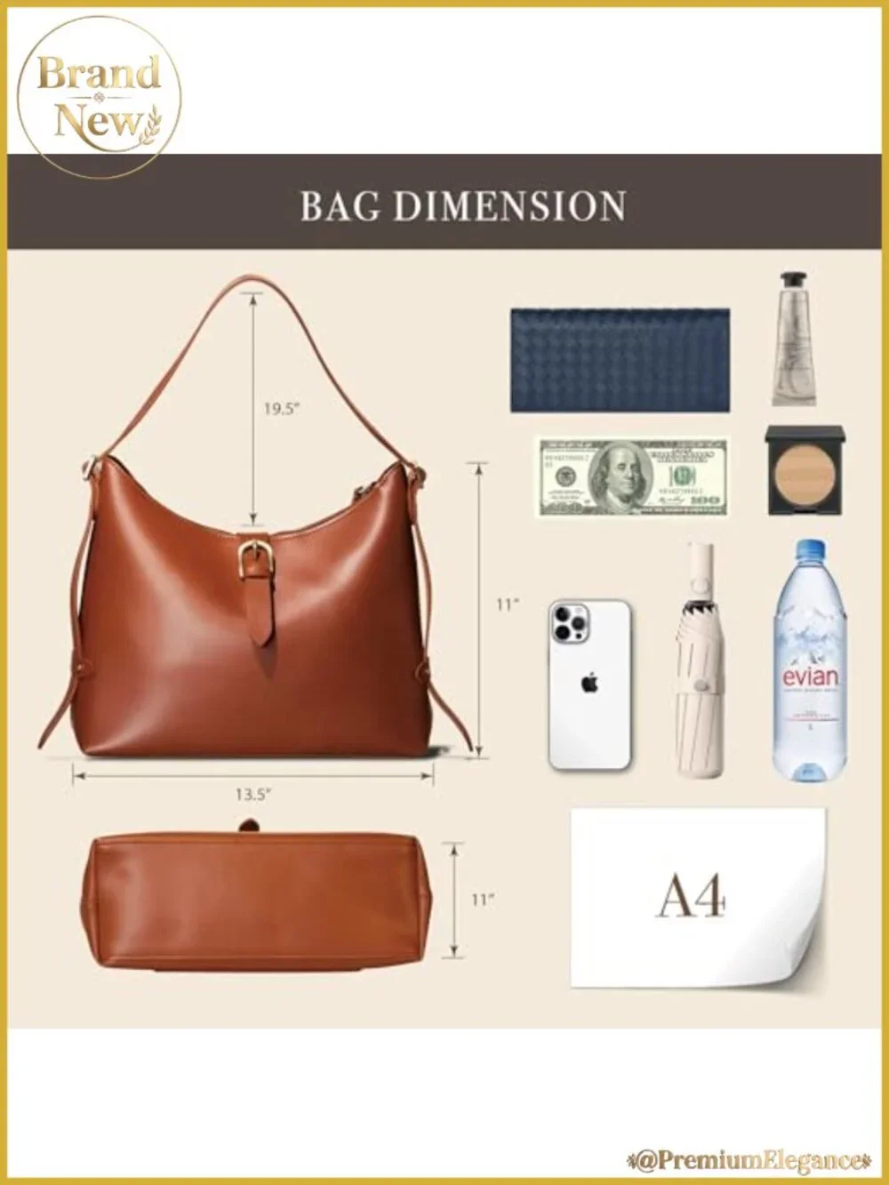 Vegan Leather Hobo Bag Women Shoulder Purse Crossbody Satchel Under Arm Handbag